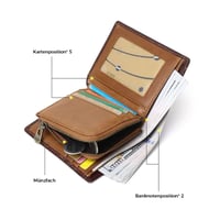 Bifold-Geldbörse aus Leder für Herren mit Anti-Diebstahl-RFID-Blockierung