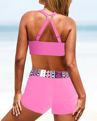 Højtaljet bikini med geometrisk print