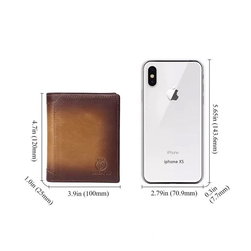 Bifold-Geldbörse aus Leder für Herren mit Anti-Diebstahl-RFID-Blockierung