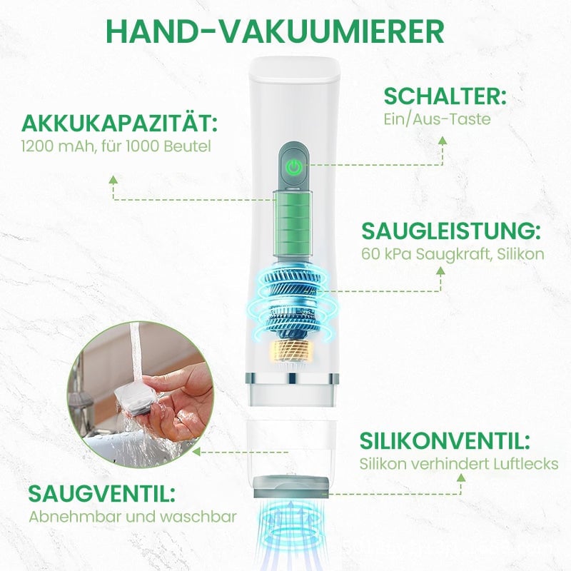 Sakerplus Vakuumierer mit wiederverwendbaren Beuteln