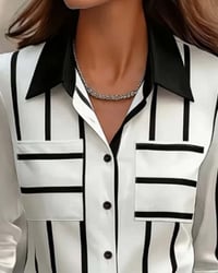 Striped Pocket Satin Casual Shirt