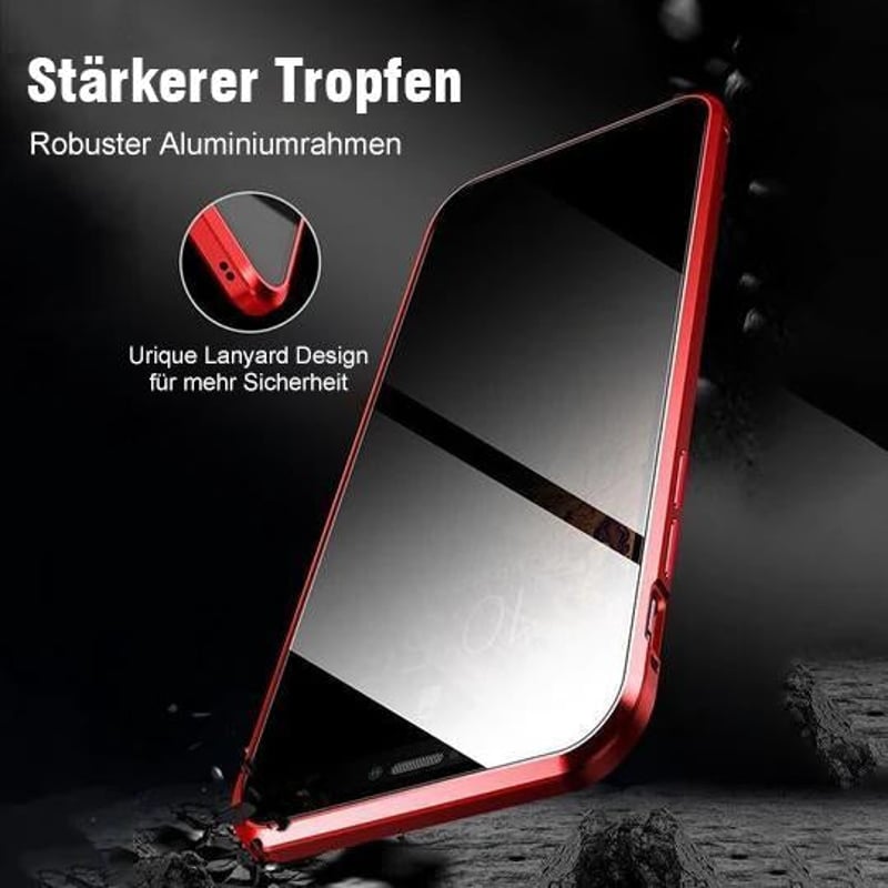 Verbesserte Anti-Peep-Magnet-Telefonhülle aus gehärtetem Glas mit zwei Seiten