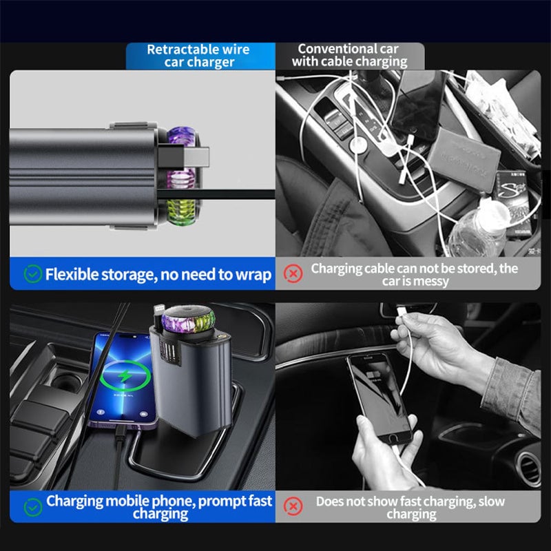 Retractable Car Charger with Starlight