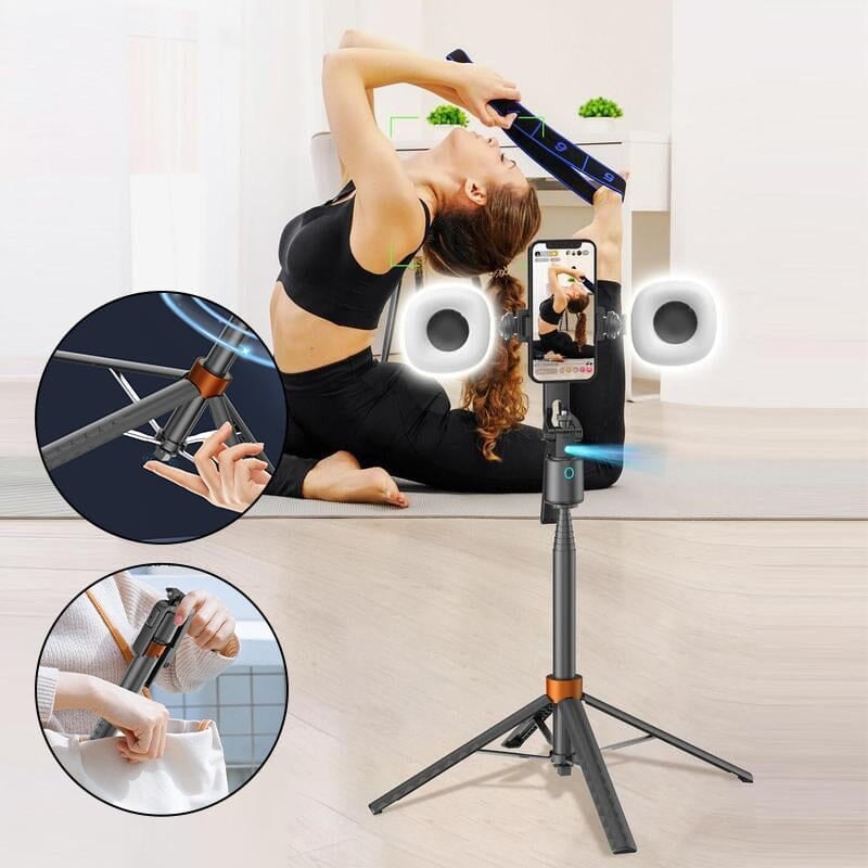 360° Rotatable Selfie Stick Tripod with 2Fill Lights &Auto Face Tracking