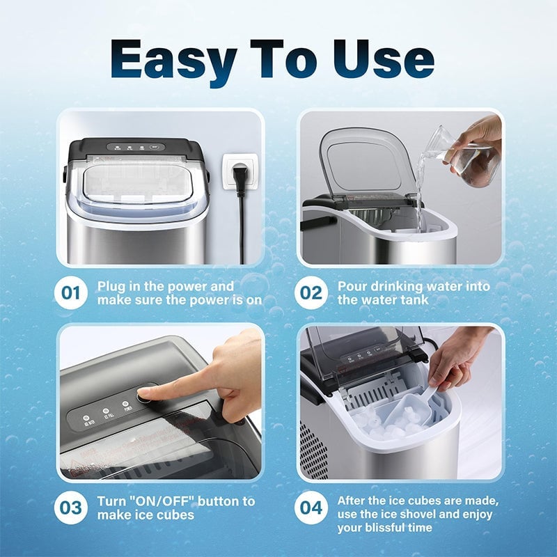 Sakerplus Portable Ice Machine with Self-Cleaning