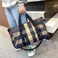 Large Plaid Oxford cloth Weekender/Overnight Travel Bag