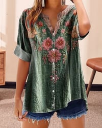 Blouse mode bedrukte v-hals