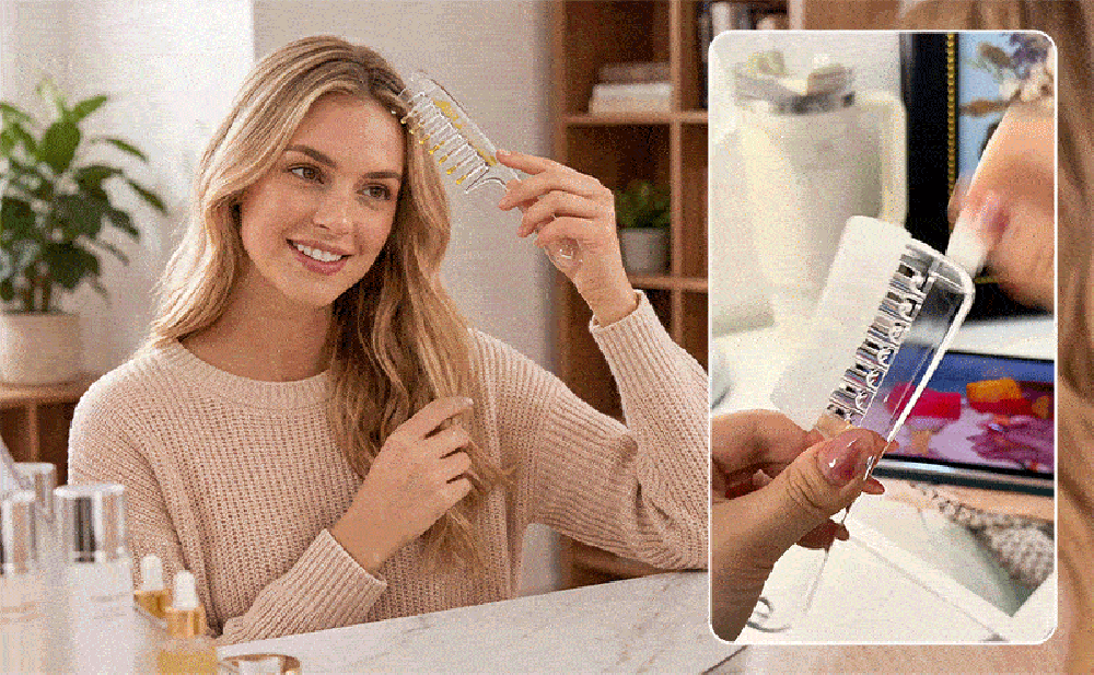 Crystal applicator comb in use