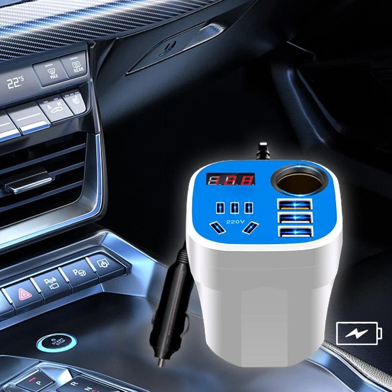 【sale】Car Mounted Cup Type Inverter Converter QC Charger