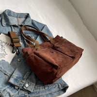Sac fourre-tout en velours côtelé de grande capacité