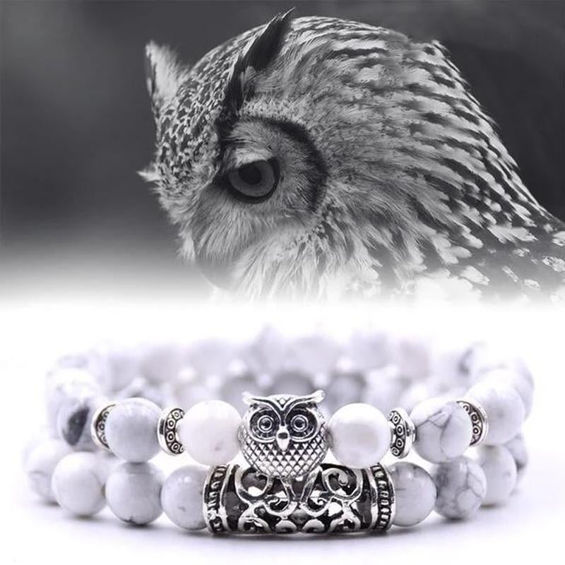 Uil Charm Natuursteen Armband
