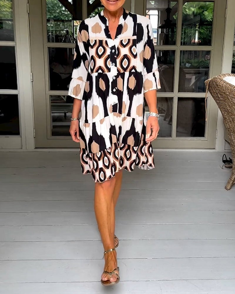 Robe imprimée à manches 3/4