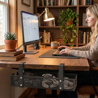 Adjustable No-Drill Under-Desk Cable Organizer