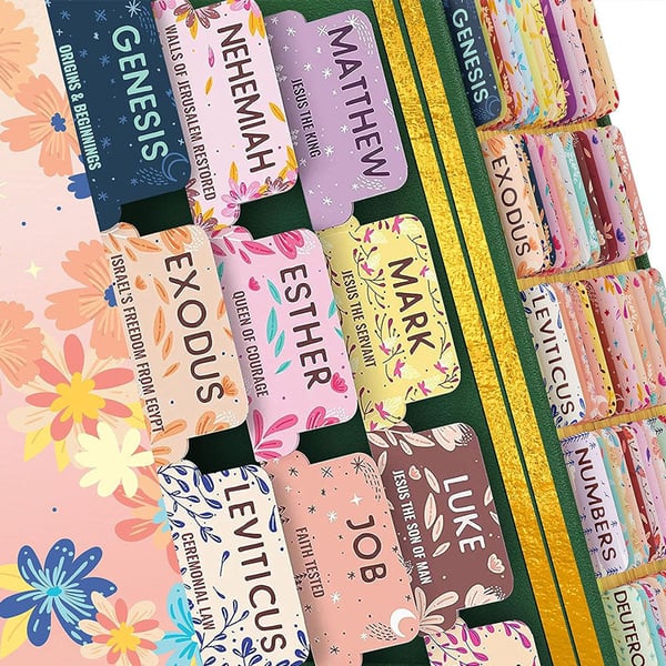 🌸Floral Bible Tabs 66 Peel-and-Stick