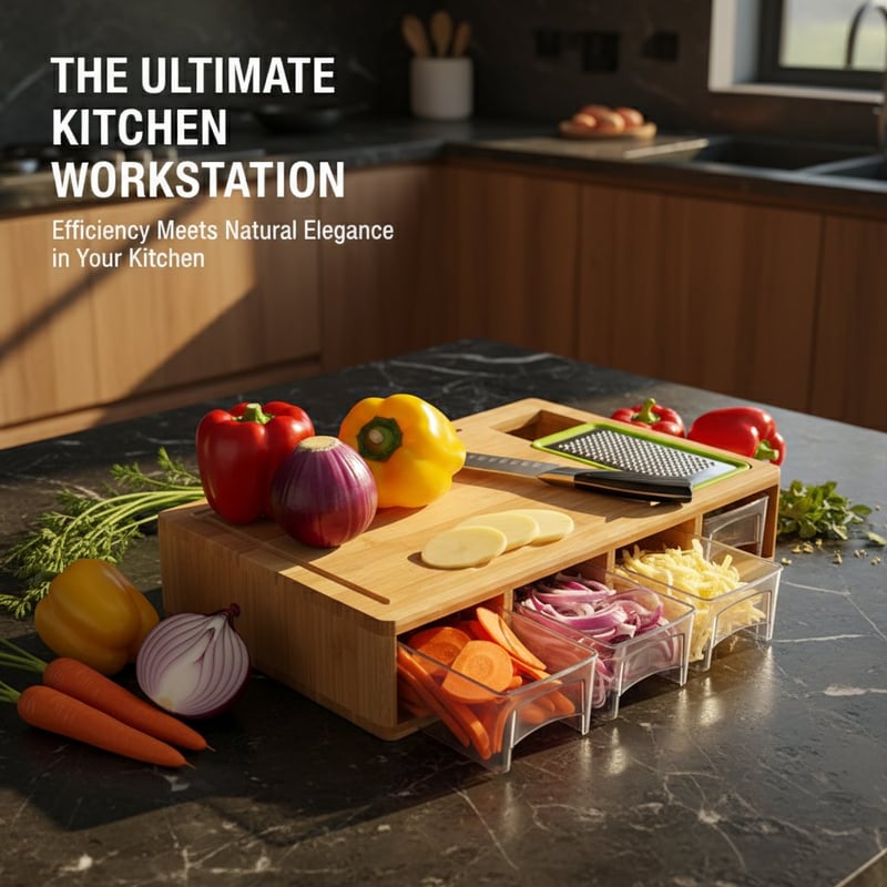 Bamboo and wooden drawer cutting board