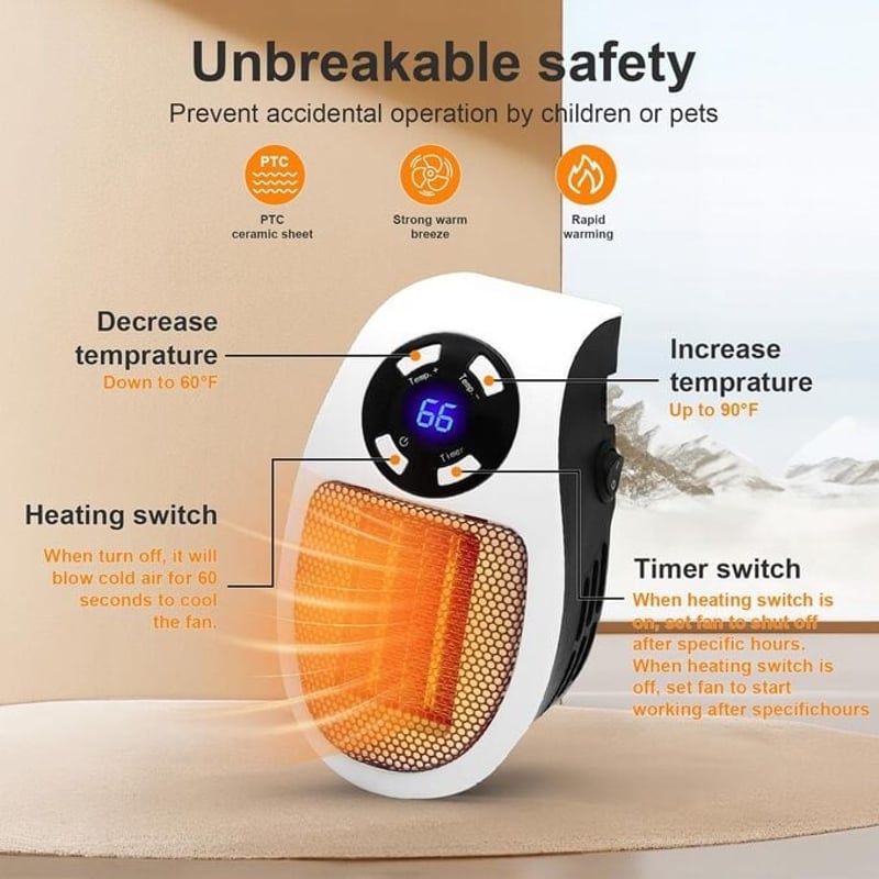 Sakerplus Wall Mounted Electric Space Heater