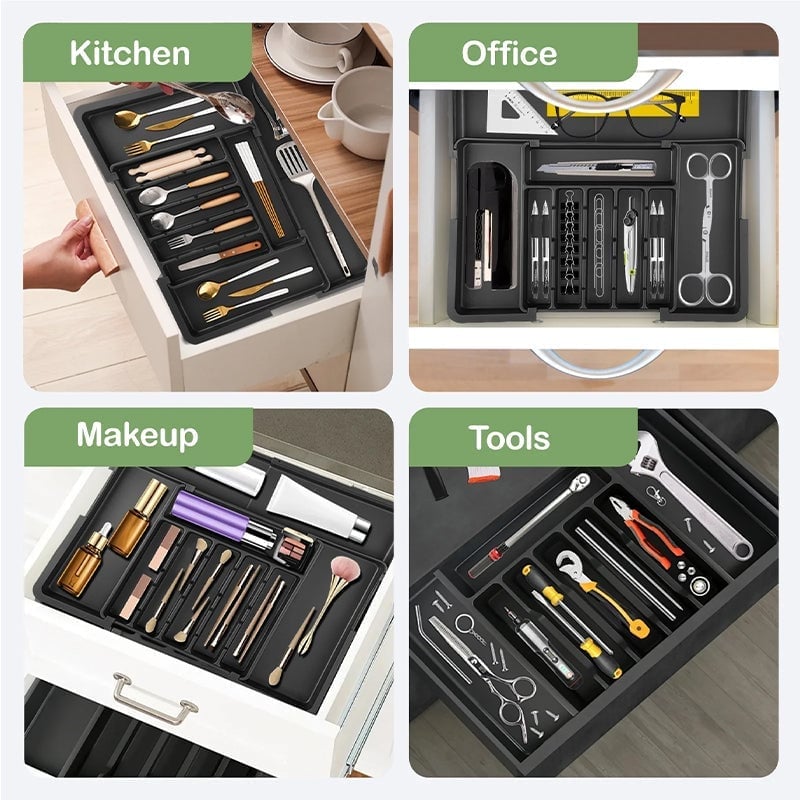 Sakerplus® Expandable Adjustable Kitchen Utensil Organizer Tray