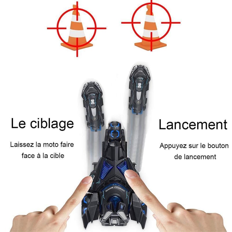 3 en 1 Alliage Catapulte Jouet Voiture avec Deux Motos