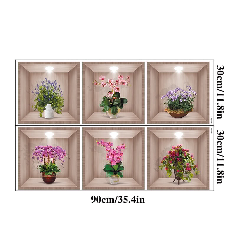 Autocollant mural vase fleurs 3D💓