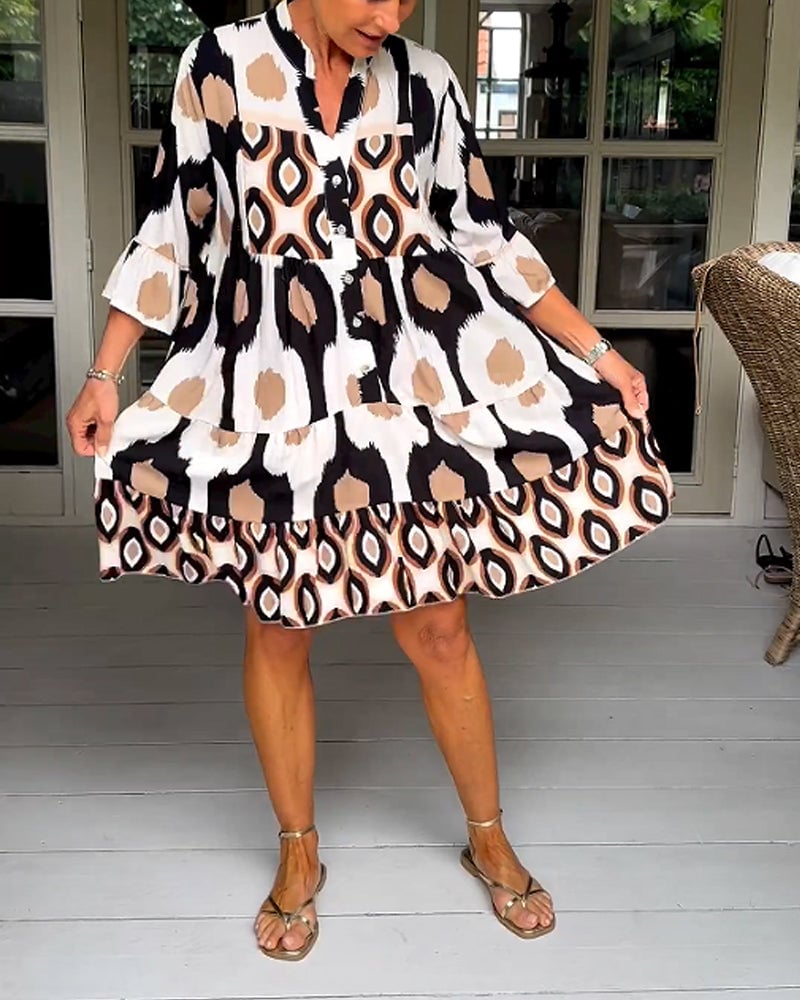 Robe imprimée à manches 3/4