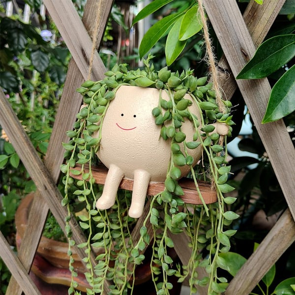 smiley schommel bloempot