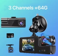 Sakerplus 3 Channel Dash Cam Front and Rear Inside