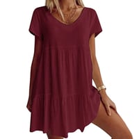 V-Ausschnitt Lässiges Kurzarm Kleid