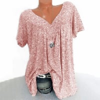 Camiseta de verano casual de manga corta con cuello en V para mujer