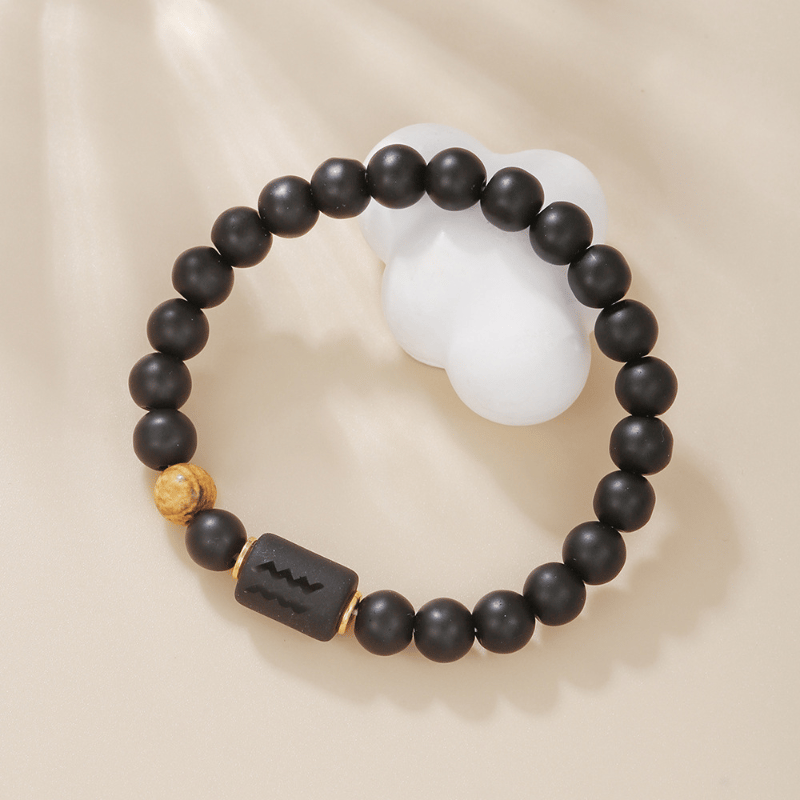 Armband mit Perlen aus schwarzem Achat mit zwölf Sternbildern