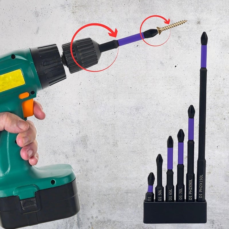 Purple non-slip screwdriver bits set
