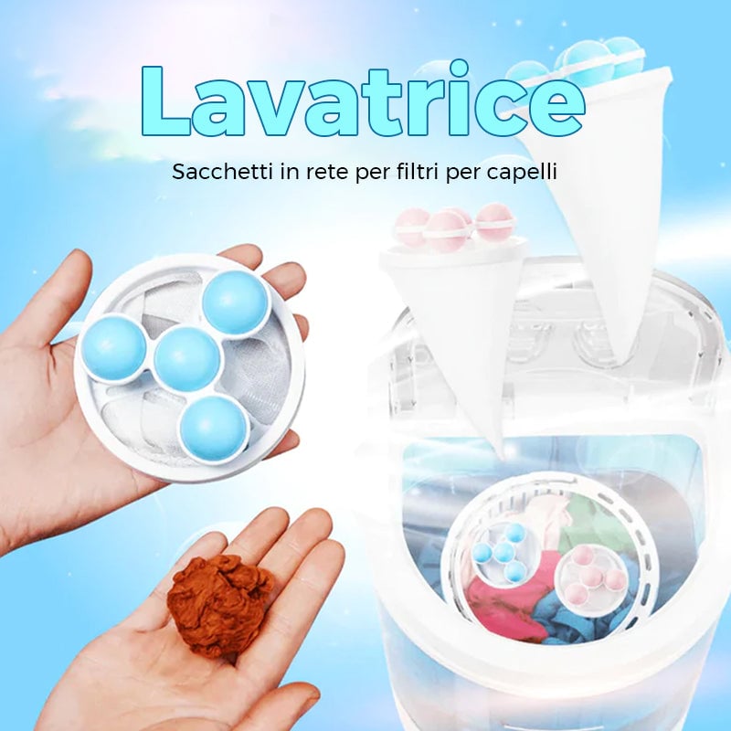Sacchetti in rete con filtro per capelli per lavatrice