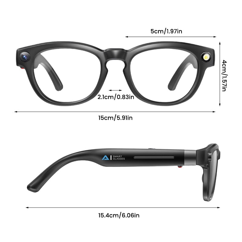 Q8 Smart Glasses with AI Translation, HD Recording, Calling & Music Playback