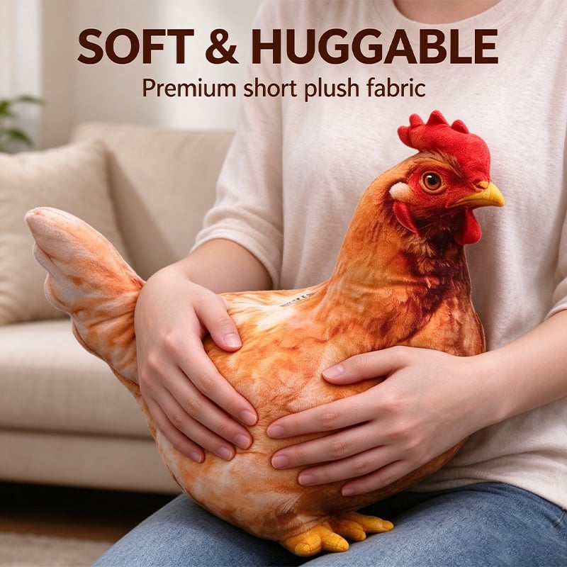 Realistic chicken plush pillow as a gift idea