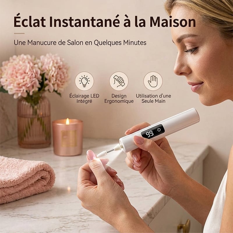 Lime à ongles électrique avec éclairage LED