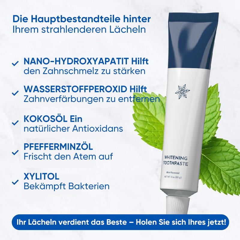 Zahnpasta mit Nano-Hydroxyapatit und Kokosnuss zur Zahnaufhellung