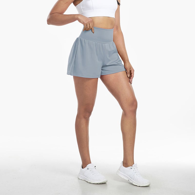 Hochtaillierte Sportshorts mit Fake-Zweiteilung