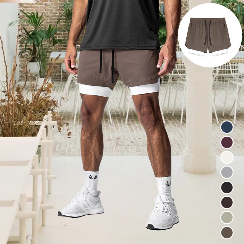 Miehet 2 in 1 juoksuhousut