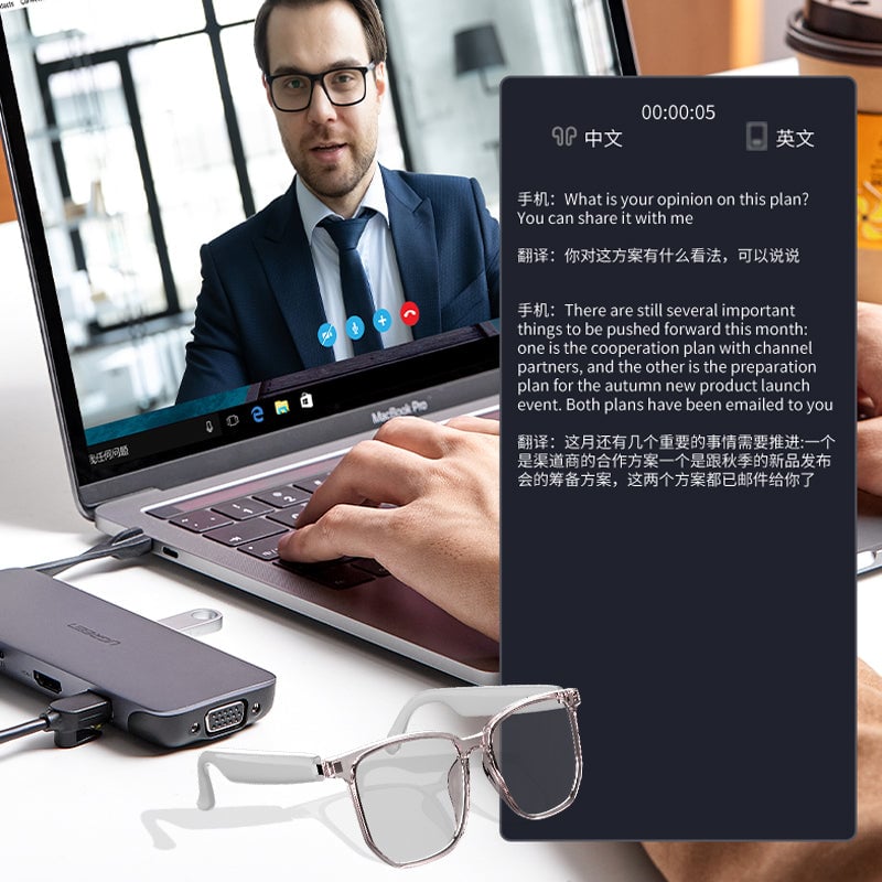 Smar simultaneous interpretation glasses and headphones