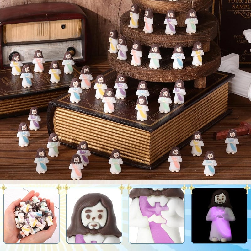 Glow in the Dark Mini Jesus Figurines with Bible verse Cards (5 pcs)