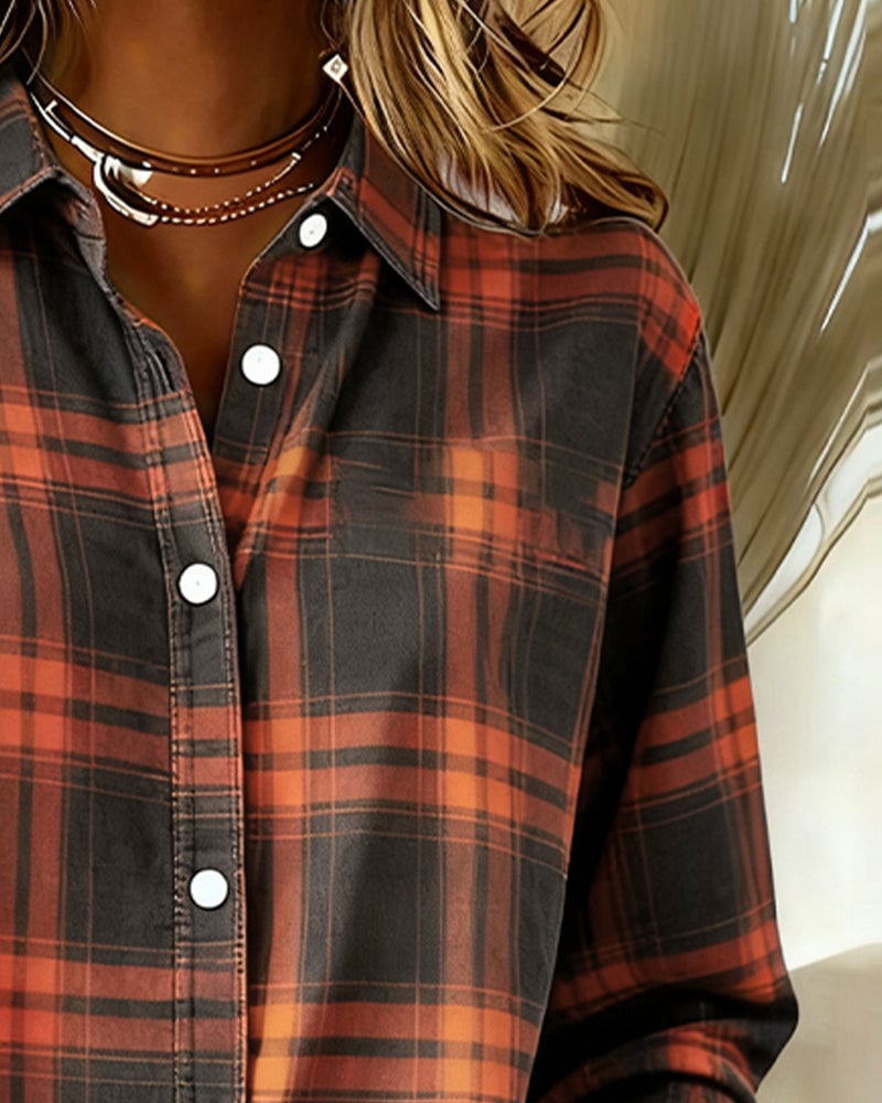 Plaid Lapel Shirt
