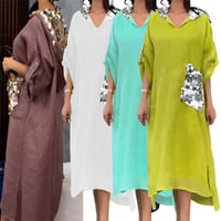 Maxi abito con cappuccio in paillettes a squame di pesce