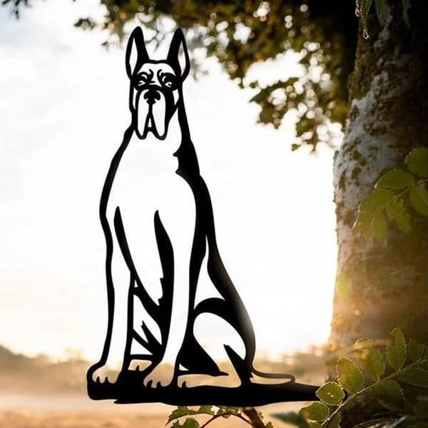Metal Dog Silhouette Puppy Garden Decoration