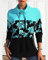 Sweatshirt med snoretræk med blomsterprint