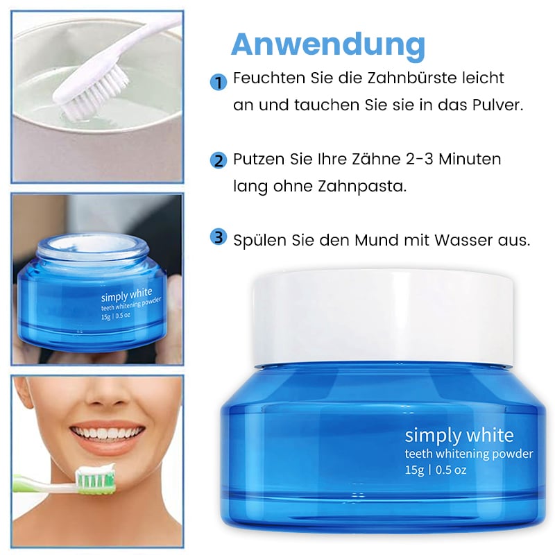 Weißmacher-Zahnpulver für strahlende Zähne
