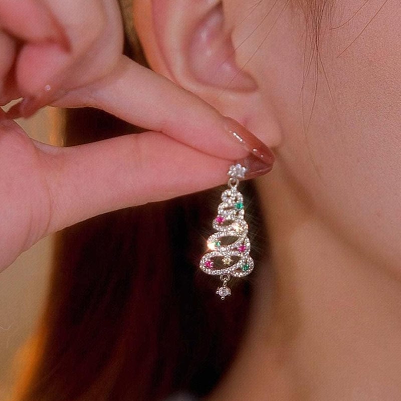 Glanzende kerstboom oorbellen