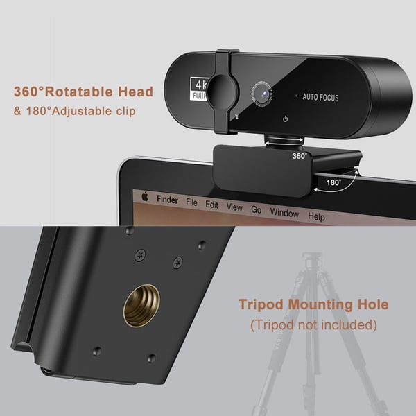 Ultra HD 4K Autofocus Webcam for Laptops
