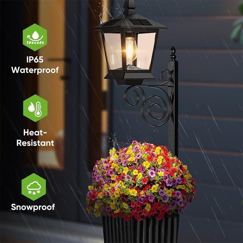 2-in-1 Solar Powered Outdoor Post Light with Integrated Planter Box