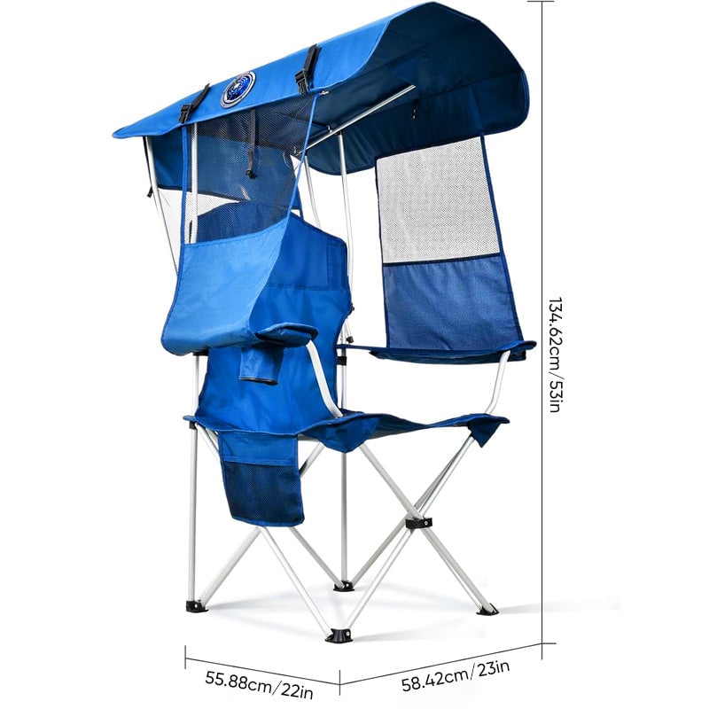 Foldable Camping Chair with Canopy and Fan