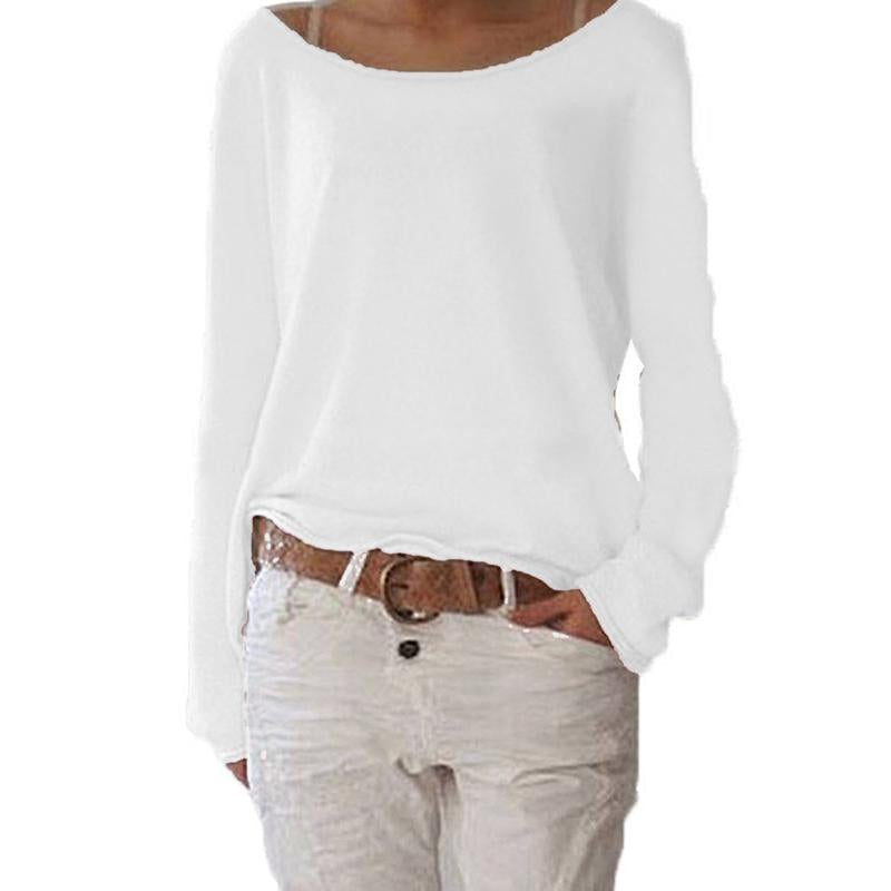 Femmes Manches Longues Pull en Tricot Casual Lâche