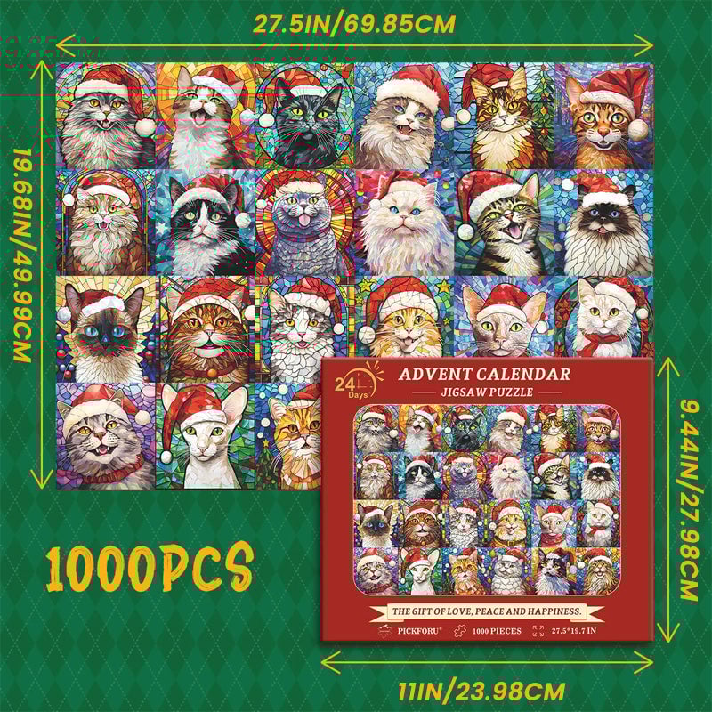 🎄Hot Sale 49%OFF🌟Happy Christmas Cats Advent Calendar Jigsaw Puzzle